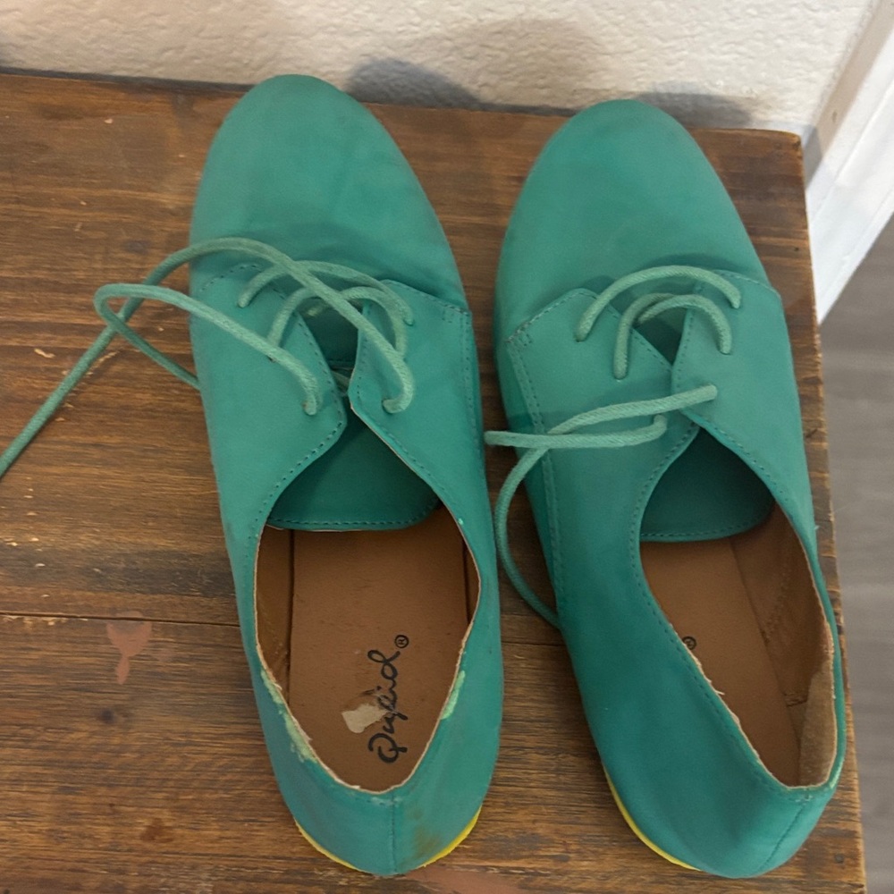 Teal Oxford Flats
